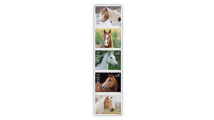 five stamps with horse portraits as scheduled to release in 2024